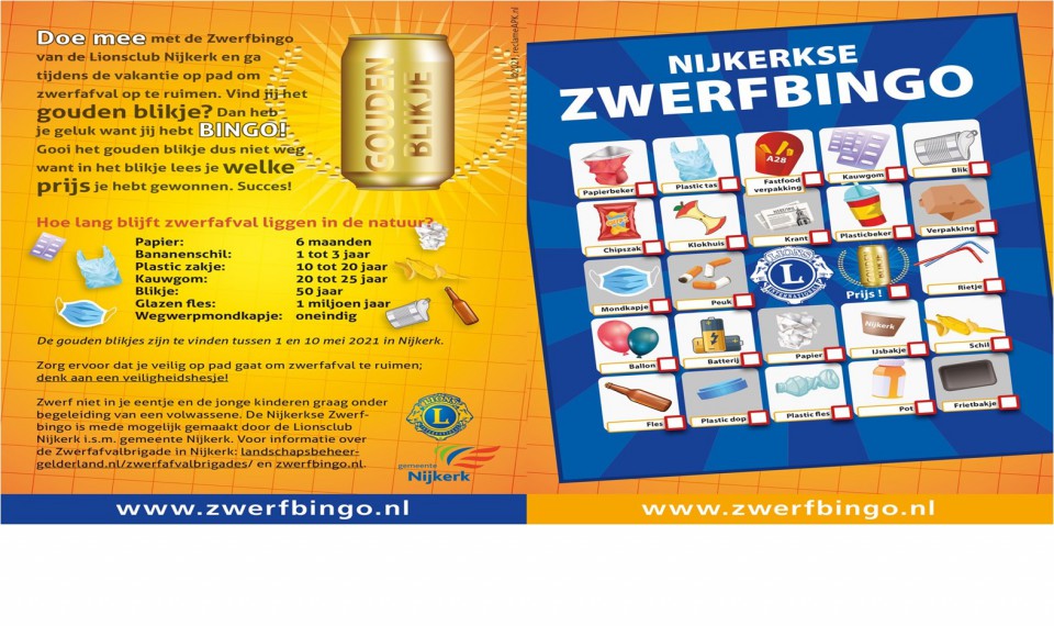 Lionsclub Nijkerk organiseert Nijkerkse Zwerfbingo 